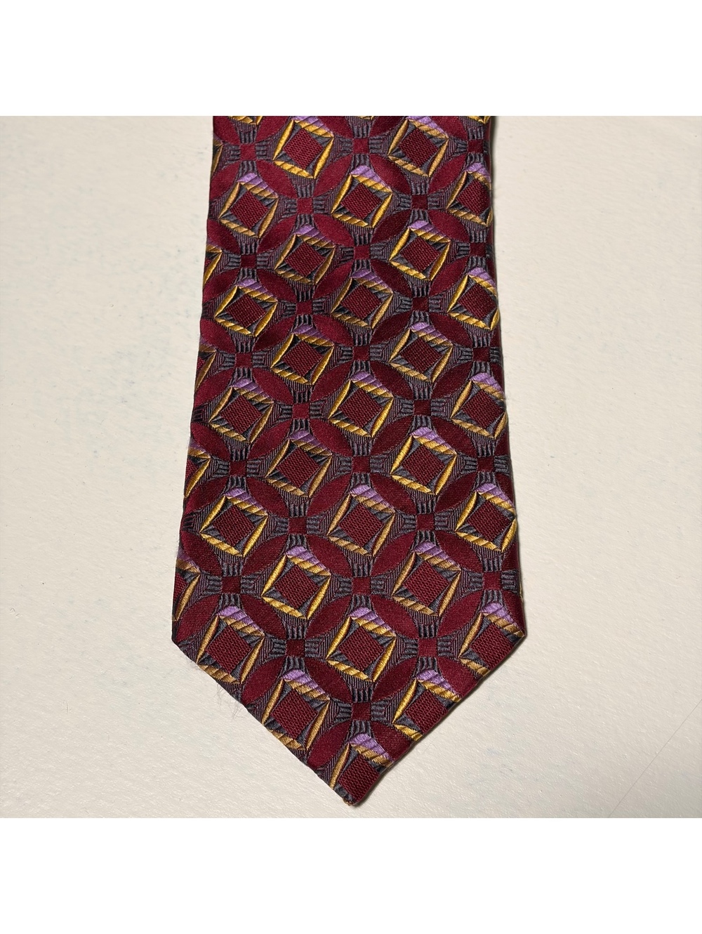 Robert Talbott Best of Class Silk Tie Burgundy Geometric Made USA